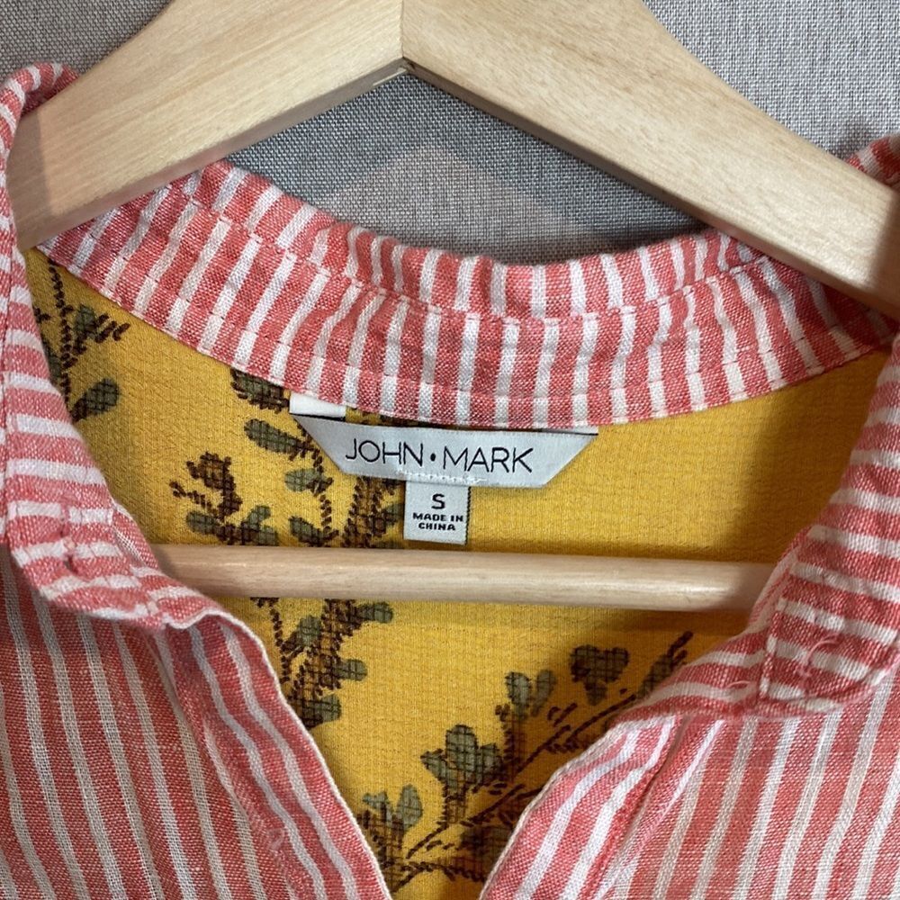 John Mark Stripe Button Down Mixed Media - image 3